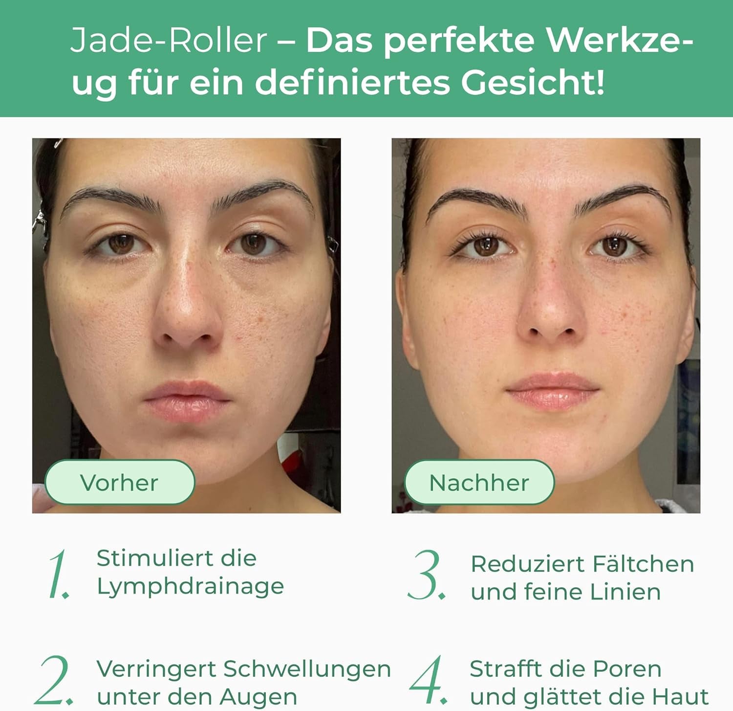 Plantifique Jade Gesichtsroller Und Gua Sha Stein - Natürliches Jade Roller & Guasha Set Für Gesichtsmassage - Face Roller