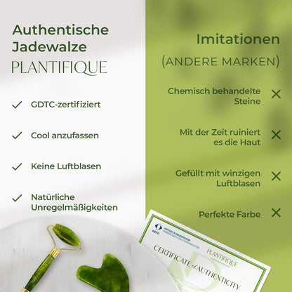 Plantifique Jade Gesichtsroller Und Gua Sha Stein - Natürliches Jade Roller & Guasha Set Für Gesichtsmassage - Face Roller